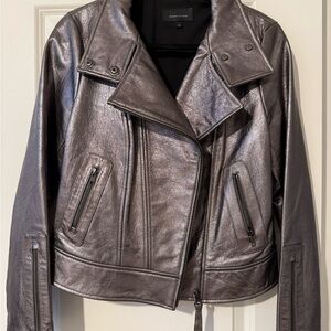 Mackage Shimmering Silver/Charcoal Leather Jacket